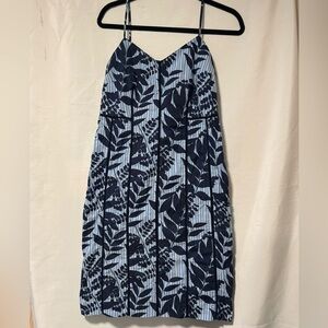 Tropical Leaf Print Sundress Strappy Mini Dress Cottagecore Summer